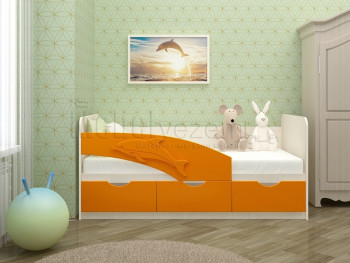 Дельфин-3 Кровать детская 3 ящика без ручек 1.8 Оранжевый глянец в Нагорном - nagornoe.mebel54.com | фото