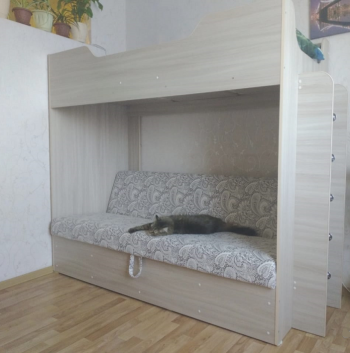 Кровать двухъярусная с диваном (Беленый дуб) в Нагорном - nagornoe.mebel54.com | фото
