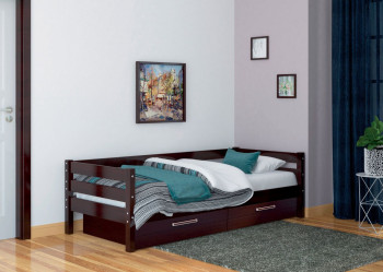 Кровать одинарная ГЛОРИЯ из массива сосны  900*2000 (Орех Тёмный) в Нагорном - nagornoe.mebel54.com | фото
