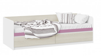 Кровать «Сканди» с 2 ящиками Дуб Гарден/Белый/Лиловый в Нагорном - nagornoe.mebel54.com | фото