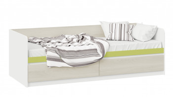 Кровать «Сканди» с 2 ящиками Дуб Гарден/Белый/Зеленый в Нагорном - nagornoe.mebel54.com | фото