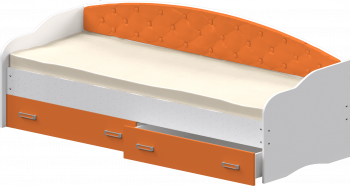 Кровать Софа-7 с мягкой спинкой (800х1900) Белый/Оранжевый в Нагорном - nagornoe.mebel54.com | фото