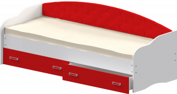 Кровать Софа-8 с мягкой спинкой (900х1900) Белый/Красный в Нагорном - nagornoe.mebel54.com | фото