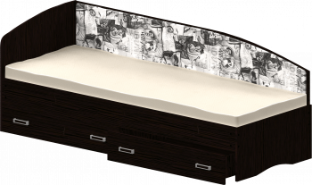 Кровать Софа-9 с мягкой спинкой с рисунком Милана (900х2000) Венге в Нагорном - nagornoe.mebel54.com | фото