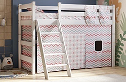 Кровать Соня вариант 6 полувысокая с наклонной лестницей Белый полупрозрачный в Нагорном - nagornoe.mebel54.com | фото