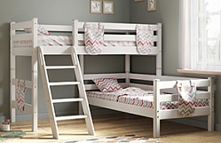 Кровать Соня вариант 8 угловая с наклонной лестницей Белый полупрозрачный в Нагорном - nagornoe.mebel54.com | фото