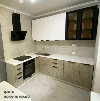 Модульная кухня Норд 1,6 м (Софт даймонд/Камень беж/Белый) в Нагорном - nagornoe.mebel54.com | фото