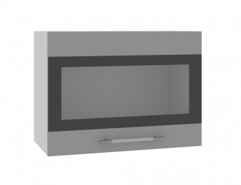 Норд ШВГС 600 Шкаф верхний горизонтальный со стеклом (Софт черный/корпус Белый) в Нагорном - nagornoe.mebel54.com | фото