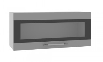 Норд ШВГС 800 Шкаф верхний горизонтальный со стеклом (Софт черный/корпус Белый) в Нагорном - nagornoe.mebel54.com | фото