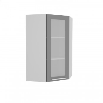 Норд ШВУС 600Н Шкаф верхний угловой (премьер) высокий (Софт черный/корпус Белый) в Нагорном - nagornoe.mebel54.com | фото