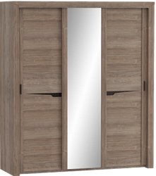 Шкаф трехдверный Соренто с раздвижными дверями Дуб стирлинг/Кофе структурный матовый в Нагорном - nagornoe.mebel54.com | фото